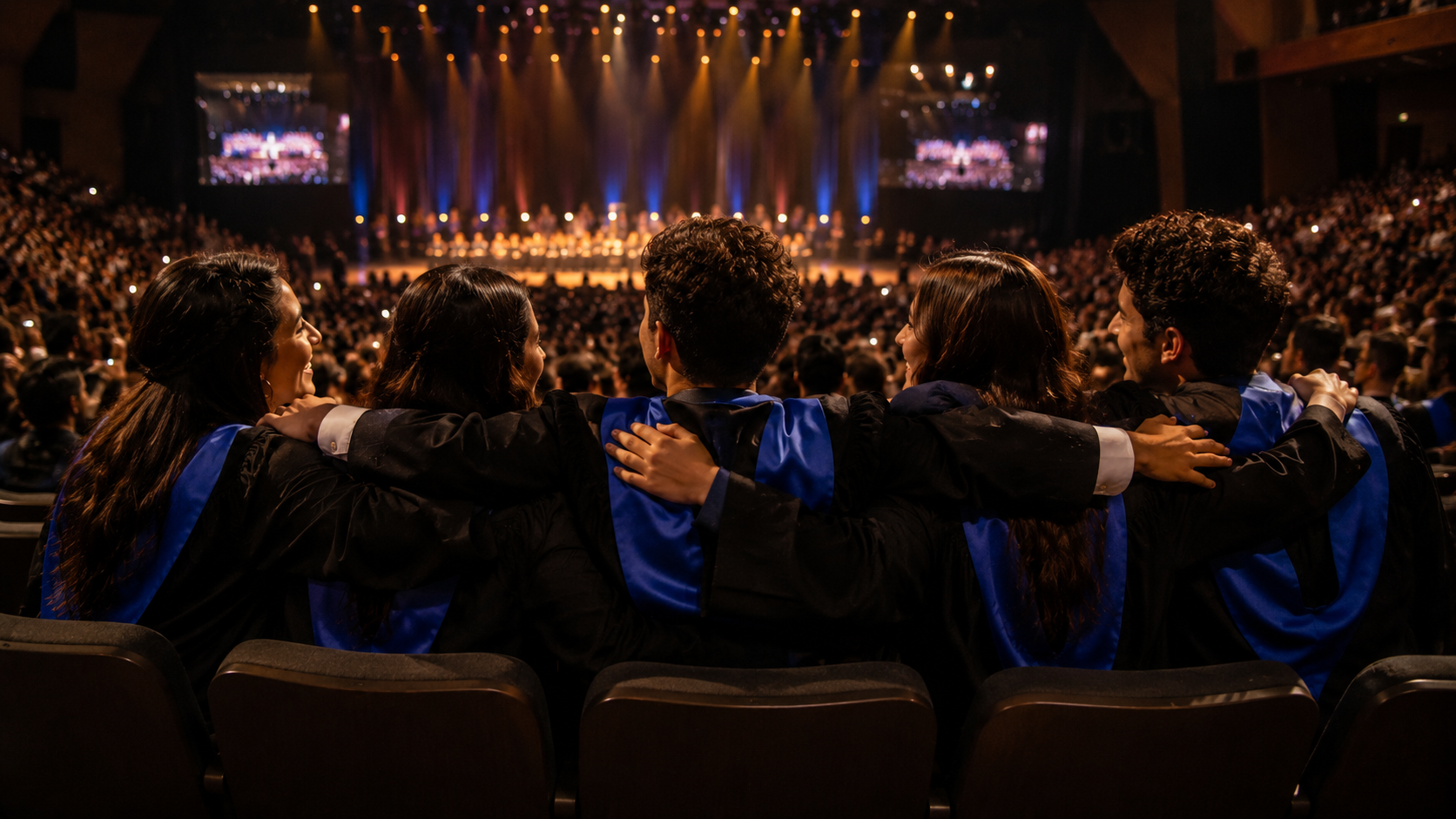 Turma reunida durante uma formatura